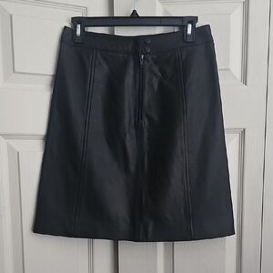 NWT Halogen Women’s Black A-Line 100% Leather Skirt